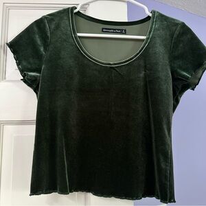 Abercrombie & Fitch Dark Green Velvet Crop Top